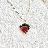 Watermelon Tourmaline Necklace 14K Gold